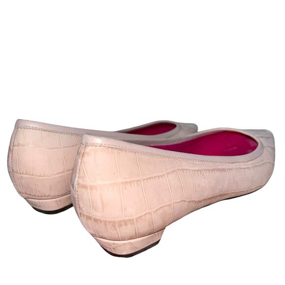 Ann Taylor Flats Leather Reptile Croc Blush Slip On Pointed Toe Shoes - Picture 6 of 10